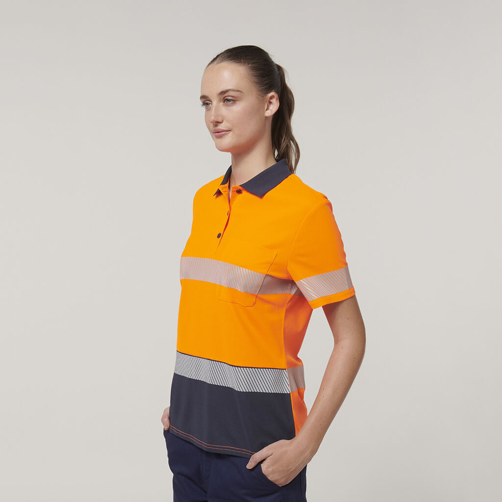 Womens Short Sleeve Hi Vis Taped Polo