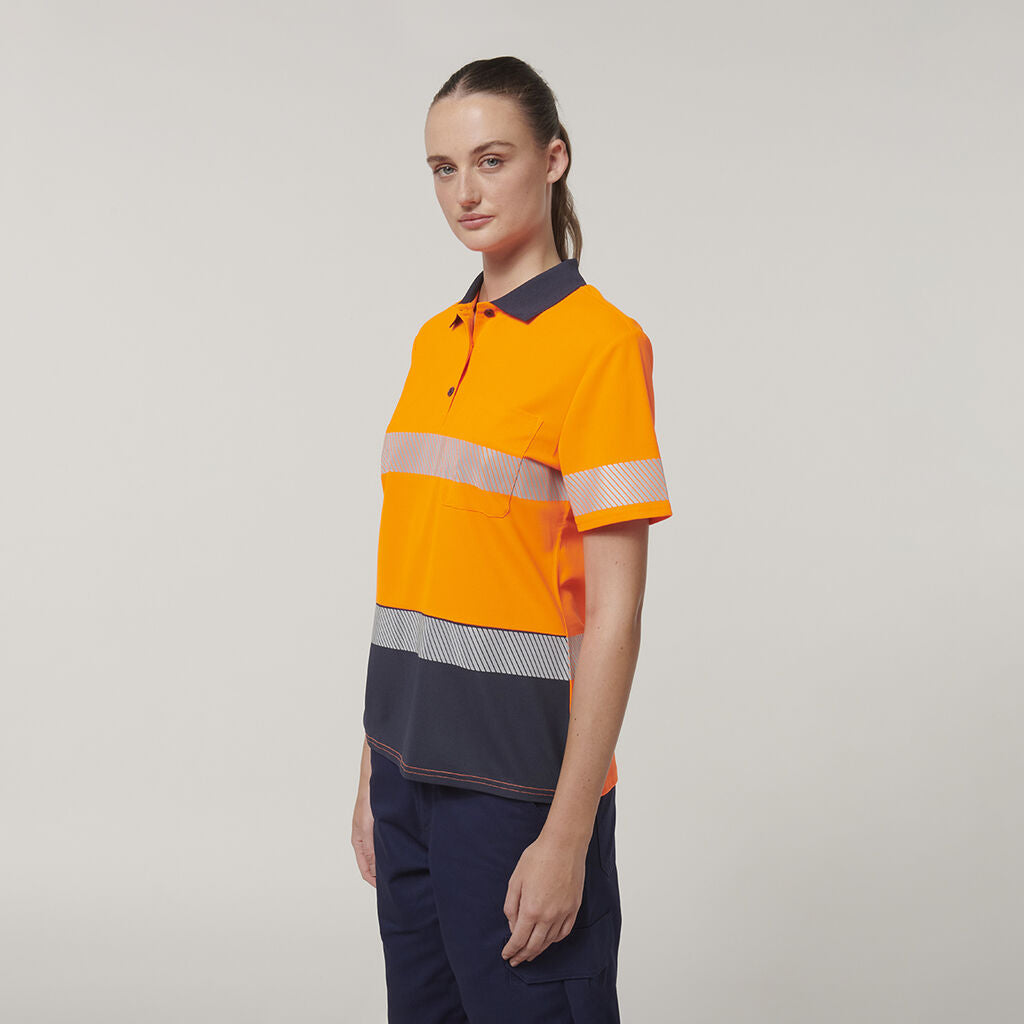 Womens Short Sleeve Hi Vis Taped Polo