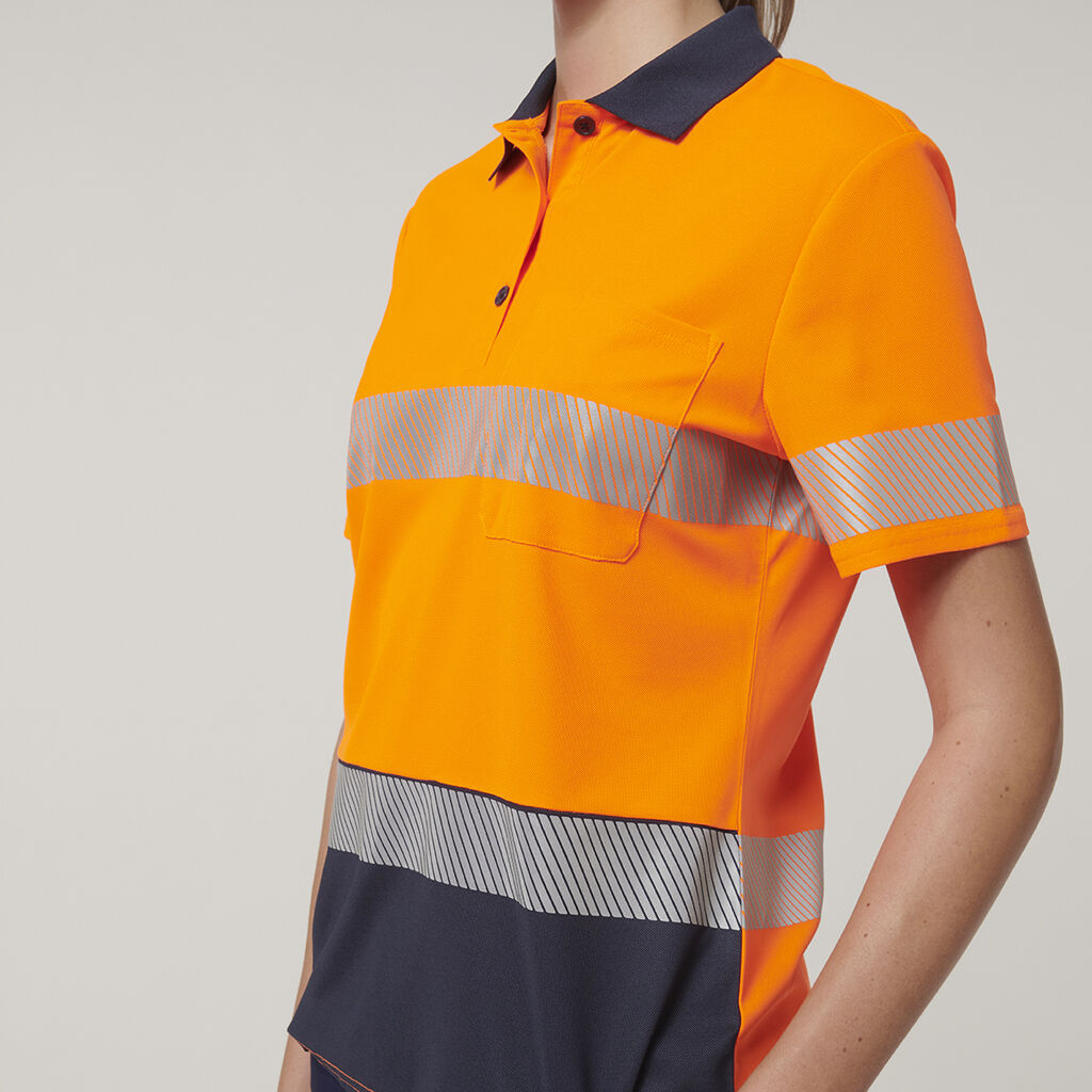 Womens Short Sleeve Hi Vis Taped Polo