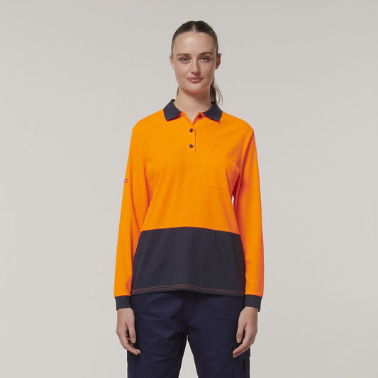 Womens Long Sleeve Hi Vis Polo