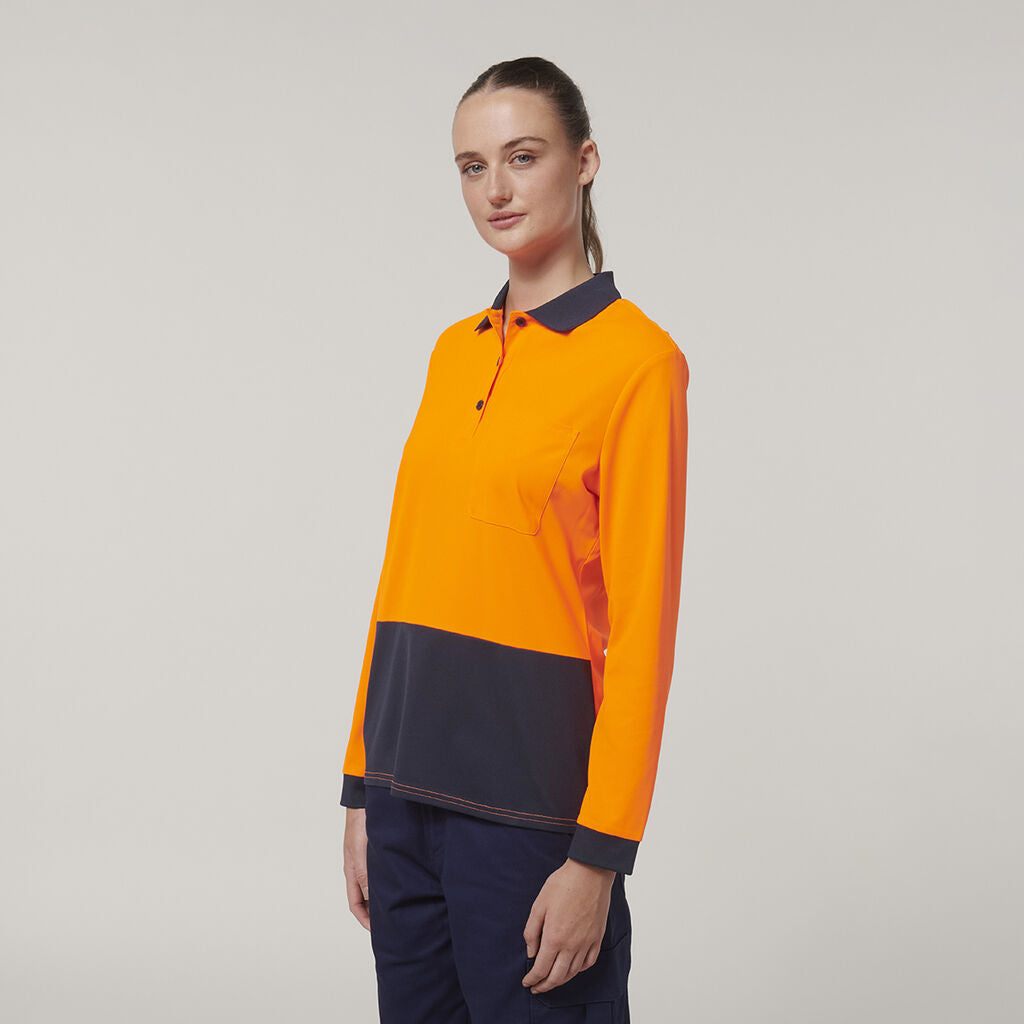 Womens Long Sleeve Hi Vis Polo