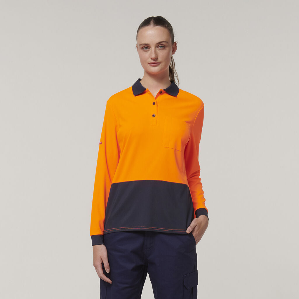 Womens Long Sleeve Hi Vis Polo