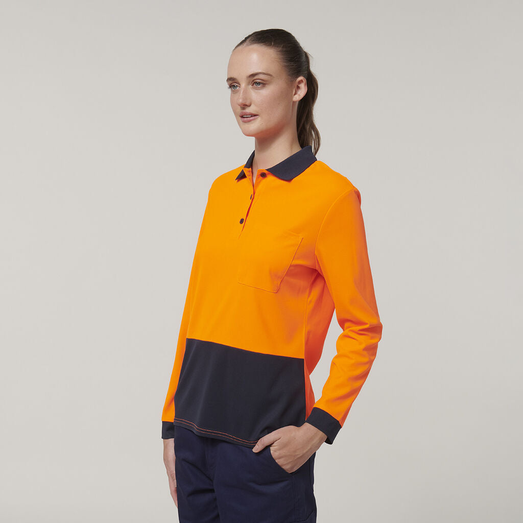 Womens Long Sleeve Hi Vis Polo