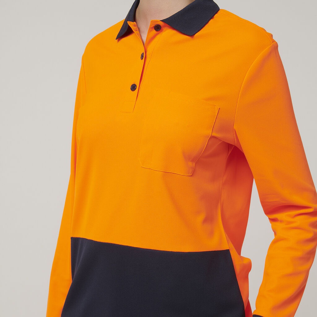 Womens Long Sleeve Hi Vis Polo