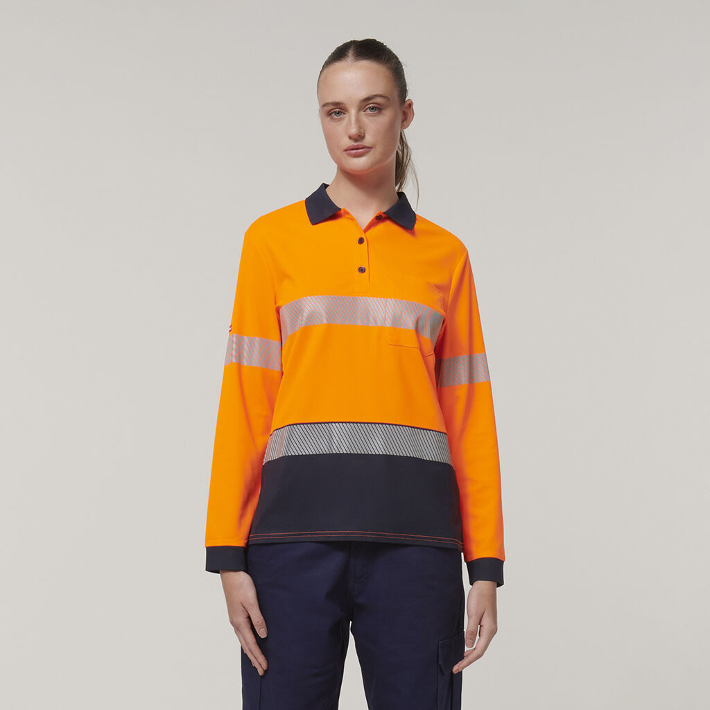 Womens Long Sleeve Hi Vis Taped Polo