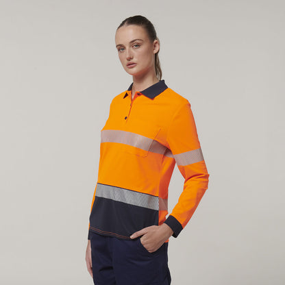 Womens Long Sleeve Hi Vis Taped Polo