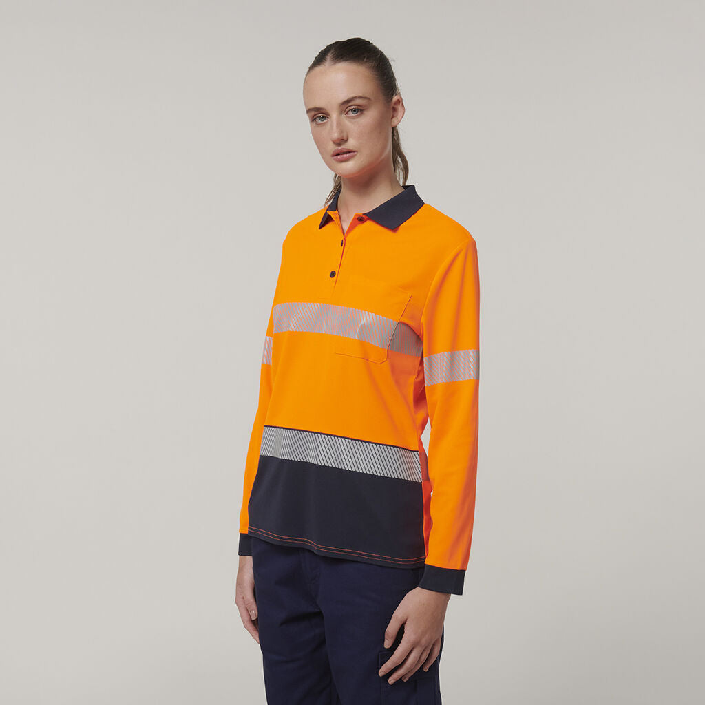 Womens Long Sleeve Hi Vis Taped Polo