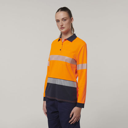 Womens Long Sleeve Hi Vis Taped Polo