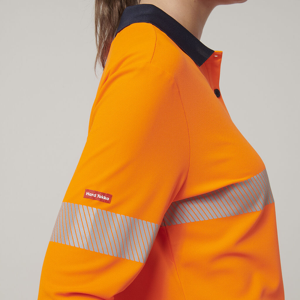 Womens Long Sleeve Hi Vis Taped Polo