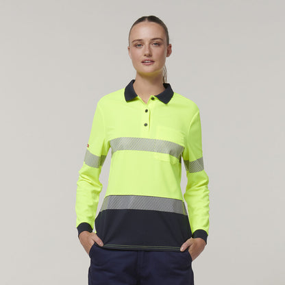 Womens Long Sleeve Hi Vis Taped Polo