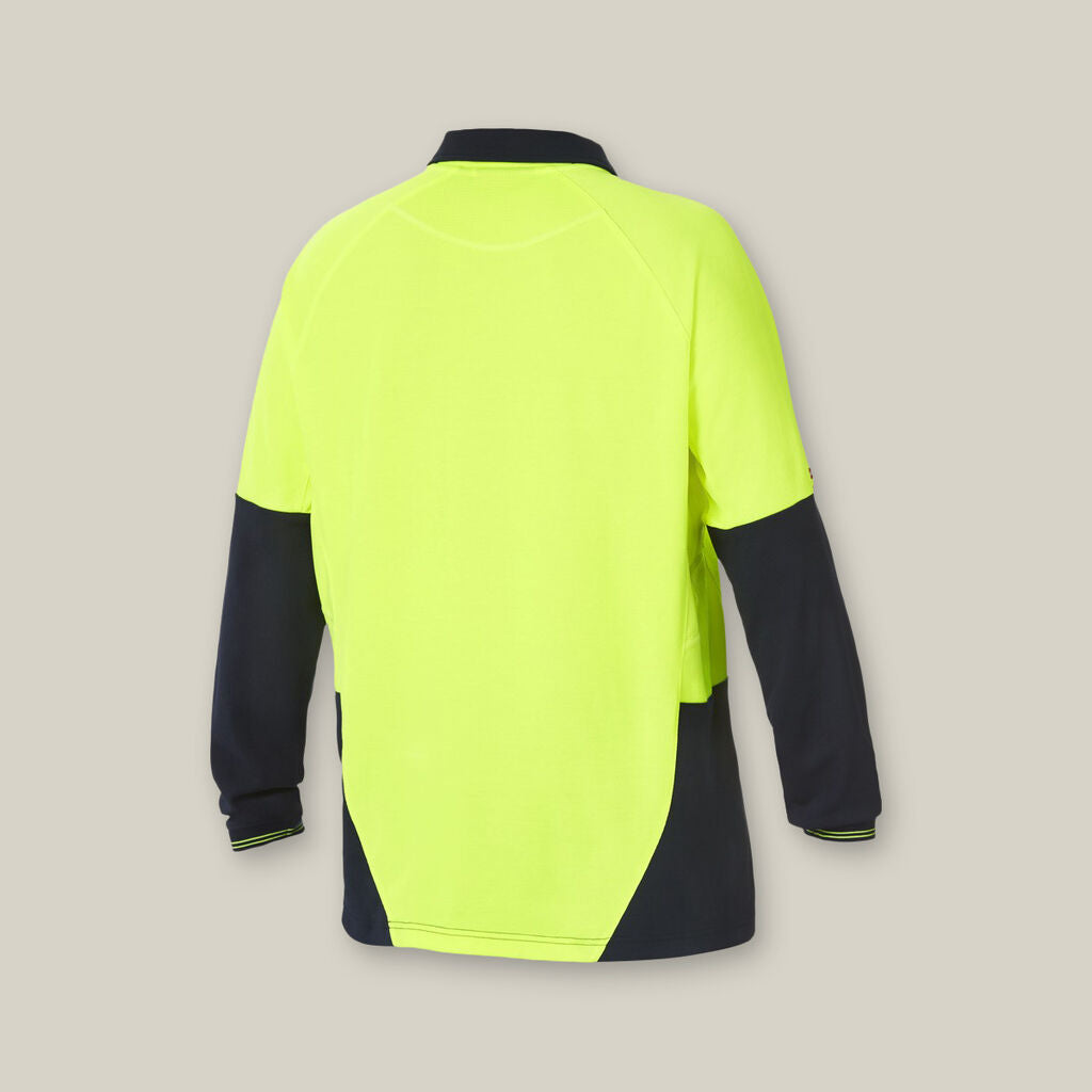 KOOLGEAR HI-VIS 2 TONE VENTED LONG SLEEVE POLO