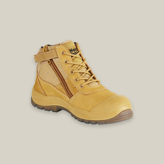 Utility Zip Sided Steel Toe Safety Boot - Wheat