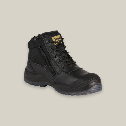 Utility Zip Sided Steel Toe Safety Boot - Black