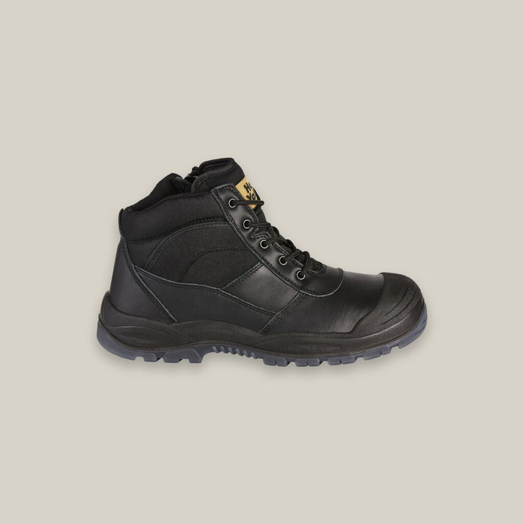 Utility Zip Sided Steel Toe Safety Boot - Black