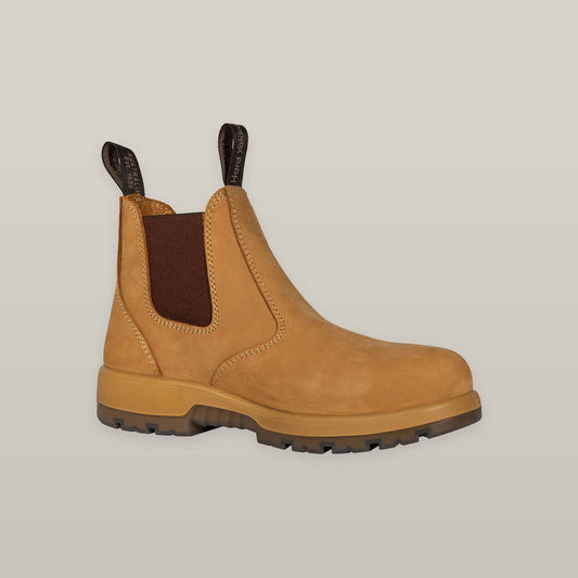 OUTBACK PULL ON STEEL TOE PR SAFETY BOOT - WHEAT